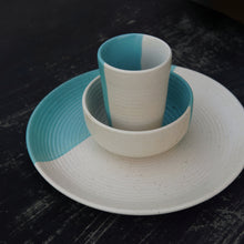 Load image into Gallery viewer, Half & Half Microwave Bowls NEW- Turquoise - Set of 2