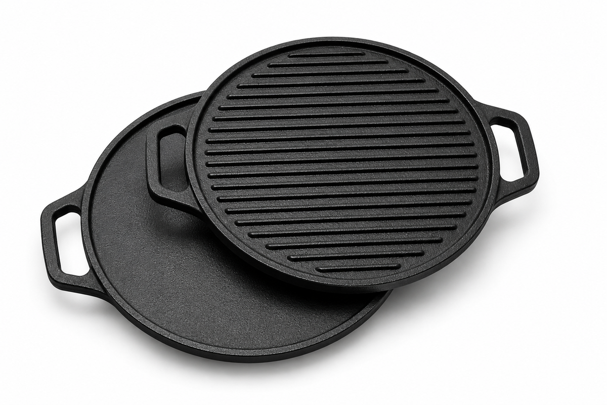Cast Iron Tawa- Reversible 2 in 1 Grill and Griddle Pan