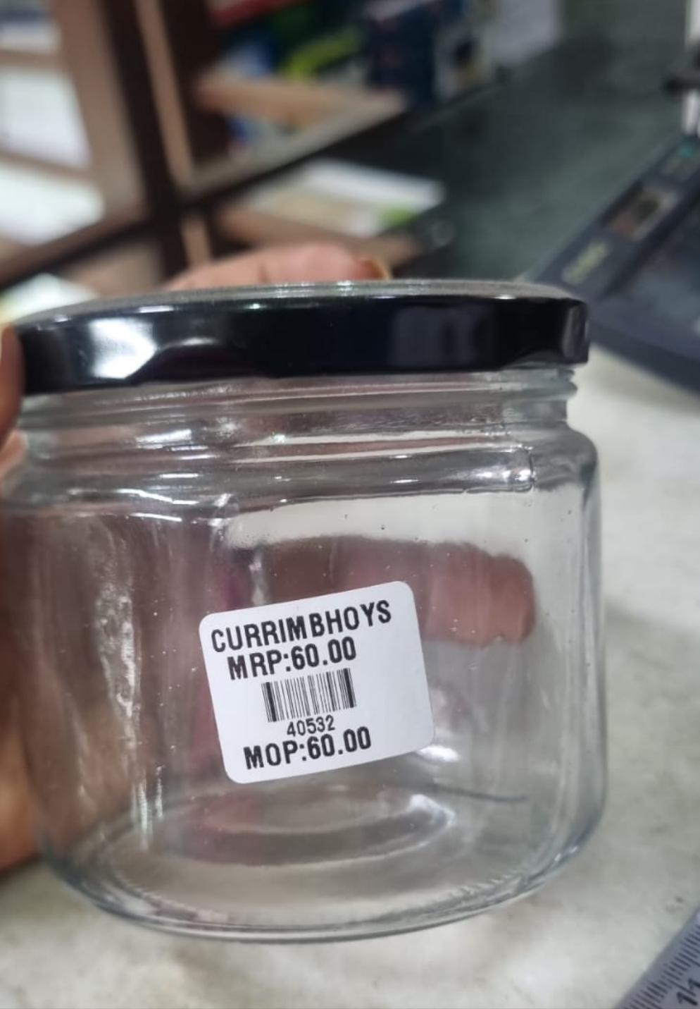 Glass jar w black lid