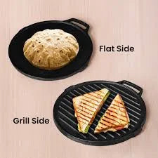 Cast Iron Tawa- Reversible 2 in 1 Grill and Griddle Pan