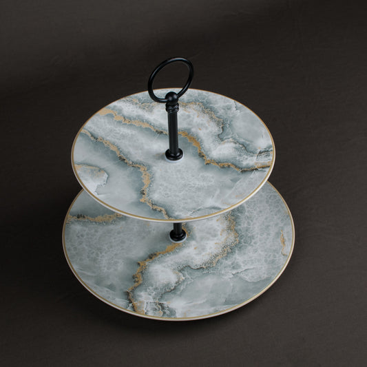 Cake Stand - 2 Tiered Ceramic - Round