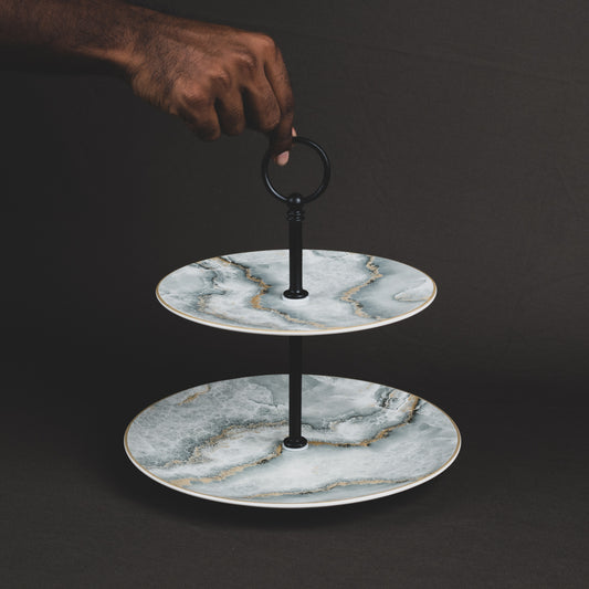 Cake Stand - 2 Tiered Ceramic - Round