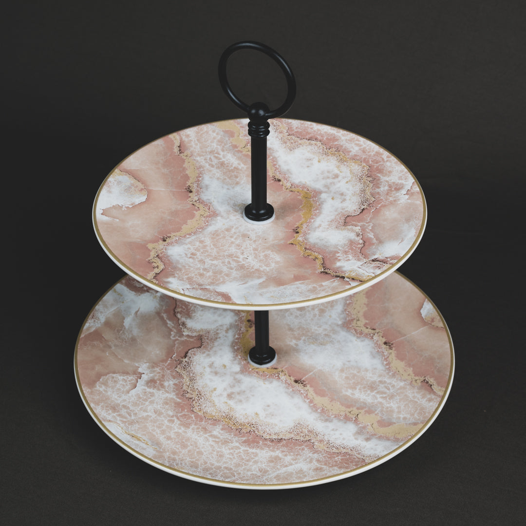 Cake Stand - 2 Tiered Ceramic - Round