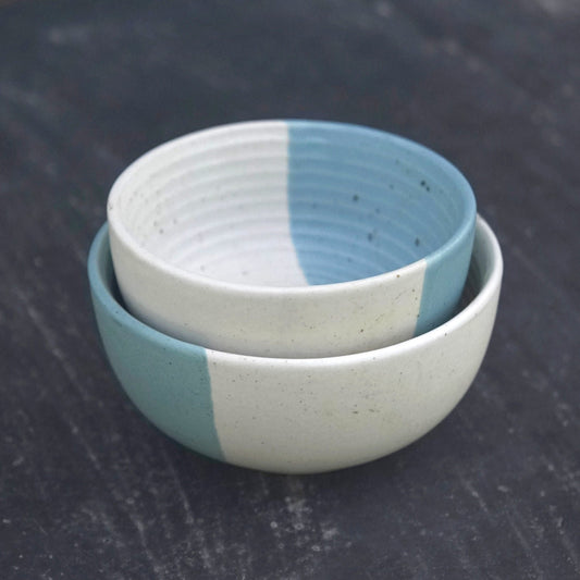 Half & Half Microwave Bowls NEW- Turquoise - Set of 2