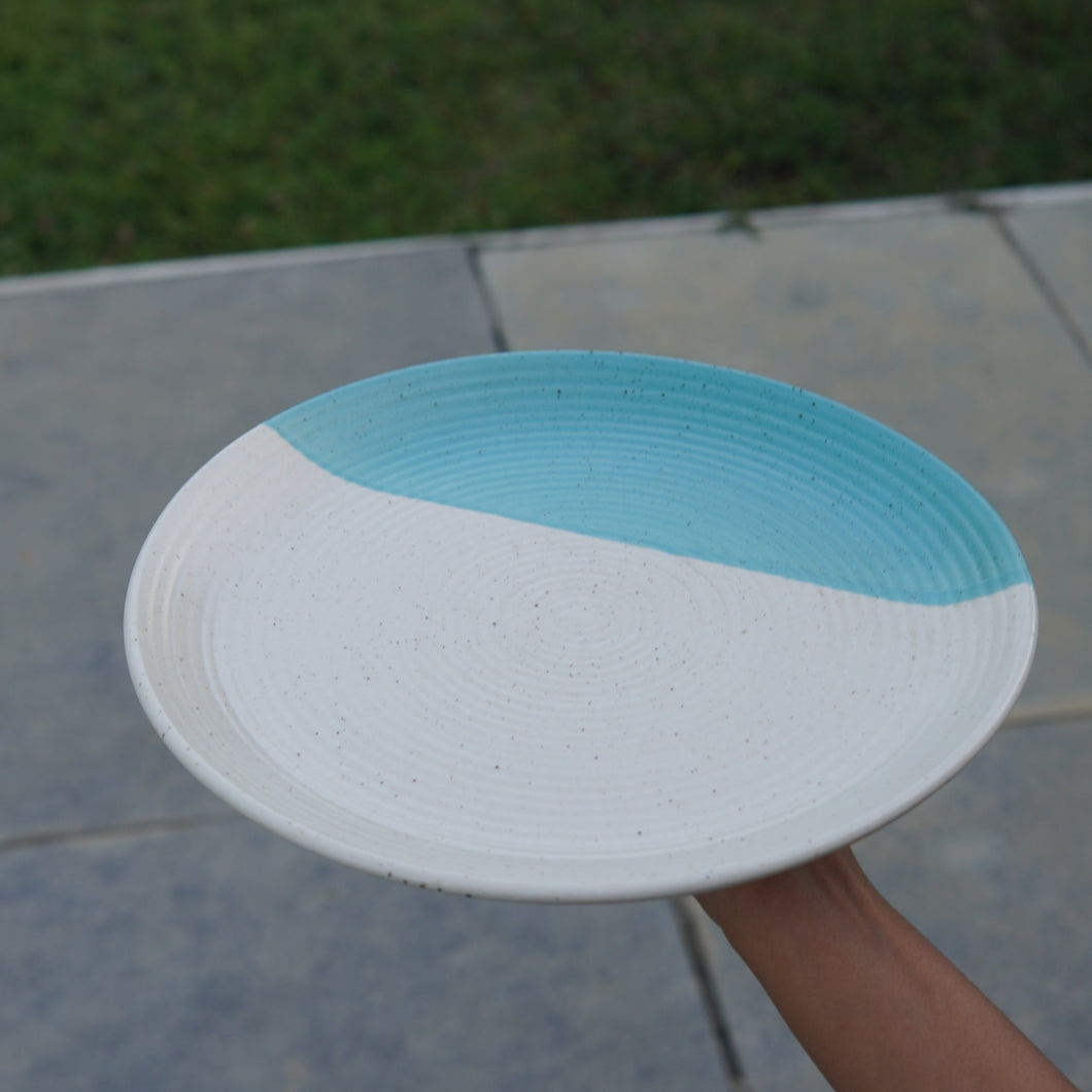 NEW Dinner Plate - Half & Half Turquoise