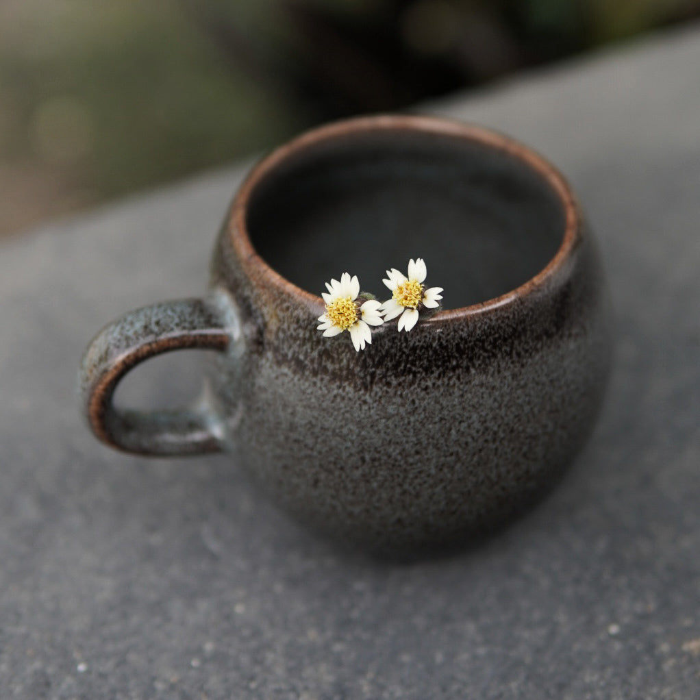 Rustic Blue Glazed Bubble Mug - Set of 2